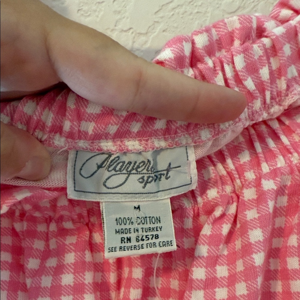 ❤️🔥EUC 100% Cotton Chic Pink Checkered Cropped Blouse - Picture 2 of 12